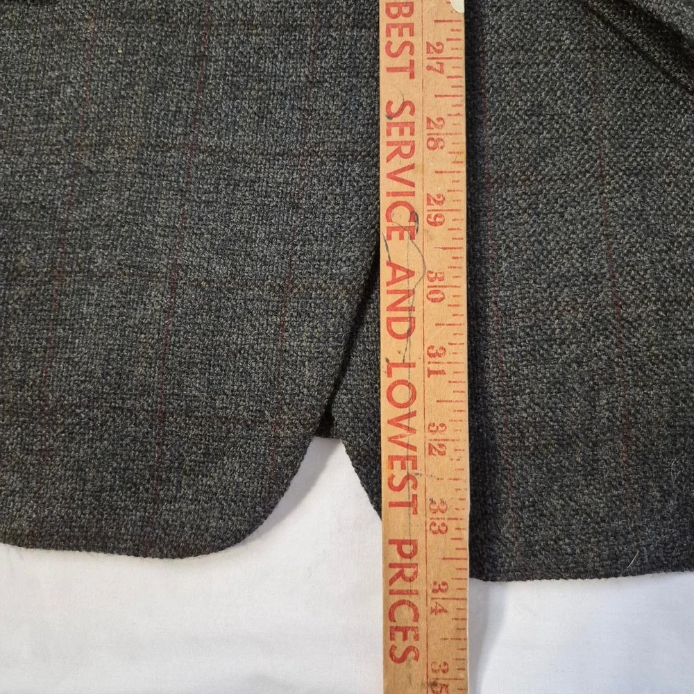 Tommy‎ Hilfiger Blazer Mens 43R Gray Wool 3-Button Windowpane Plaid Sport Coat